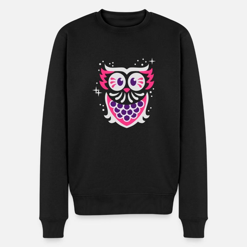 Eule - owl - night - Männer Premium Bio Pullover - Schwarz