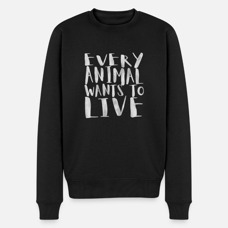 Alle Tiere wollen leben - Männer Premium Bio Pullover - Schwarz