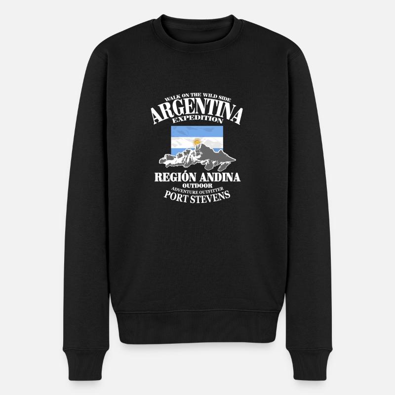 Argentina - Flag & Mountains - Männer Premium Bio Pullover - Schwarz