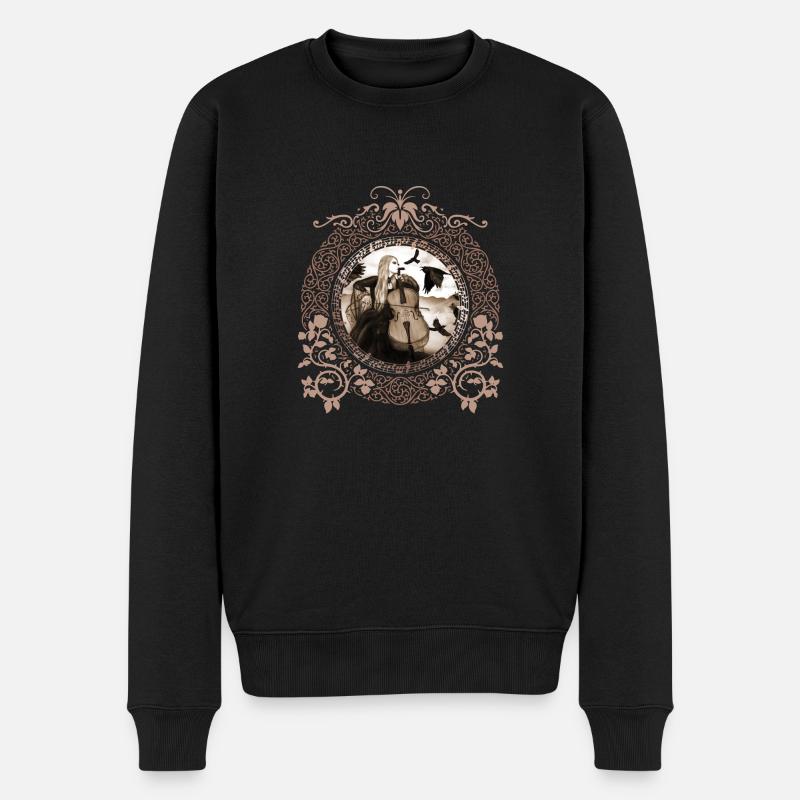 Gothic Cellist - Männer Premium Bio Pullover - Schwarz