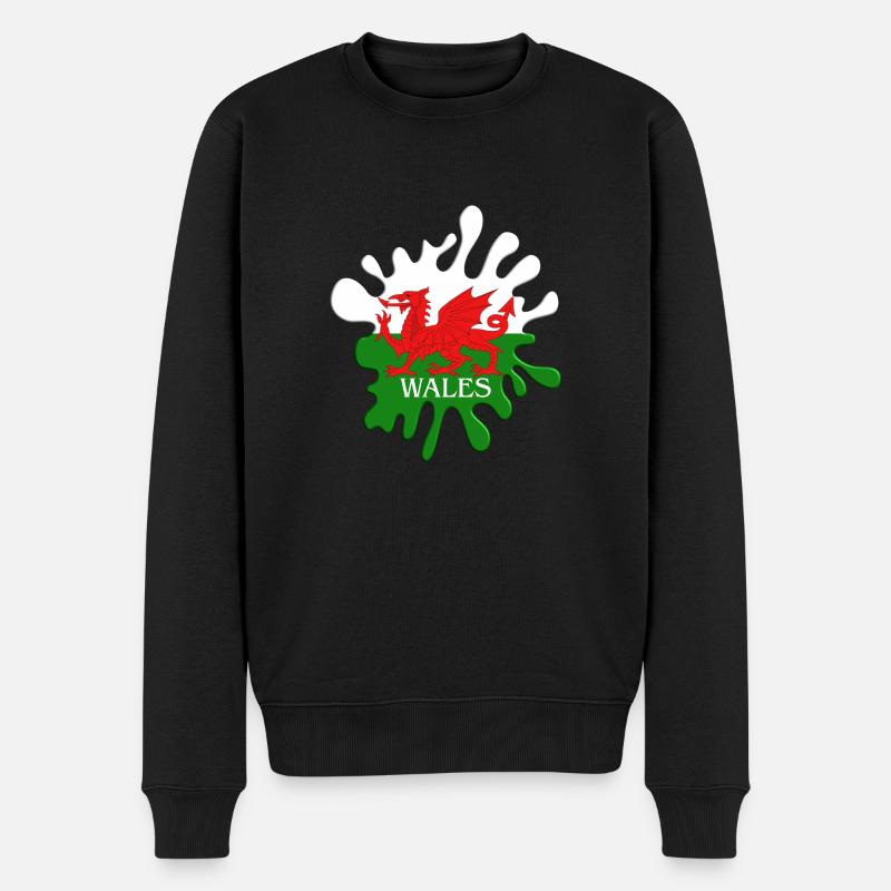 Walisische Flagge - Männer Premium Bio Pullover - Schwarz