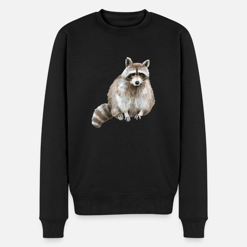 Waschbär - Männer Premium Bio Pullover - Schwarz
