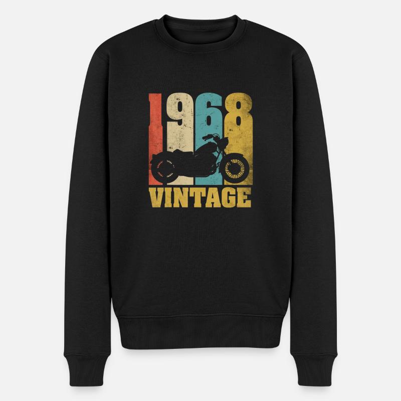 1968 Jahrgang Geburtstag Biker Motorrad Geschenk - Männer Premium Bio Pullover - Schwarz