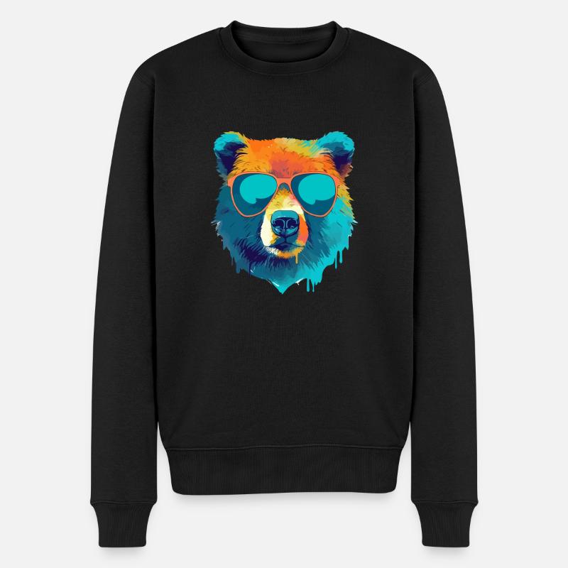 Bill der bär mit der Brille - Männer Premium Bio Pullover - Schwarz