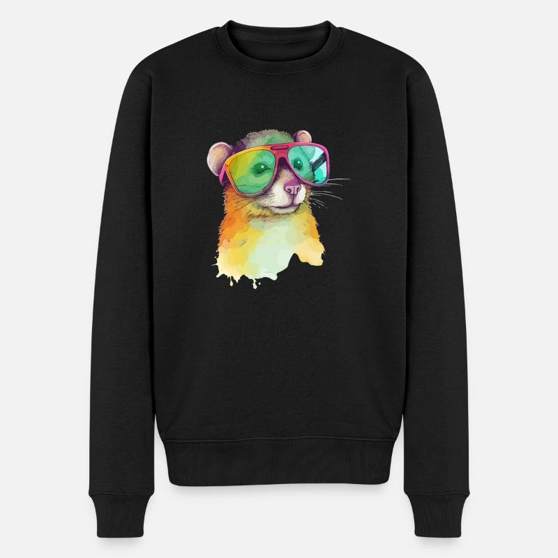 Miki, die Brillenspitzmaus - Männer Premium Bio Pullover - Schwarz