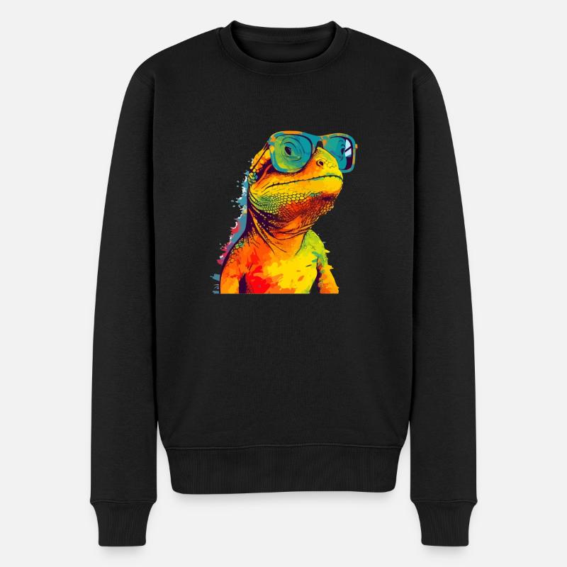 Stein die Eidechse - Männer Premium Bio Pullover - Schwarz