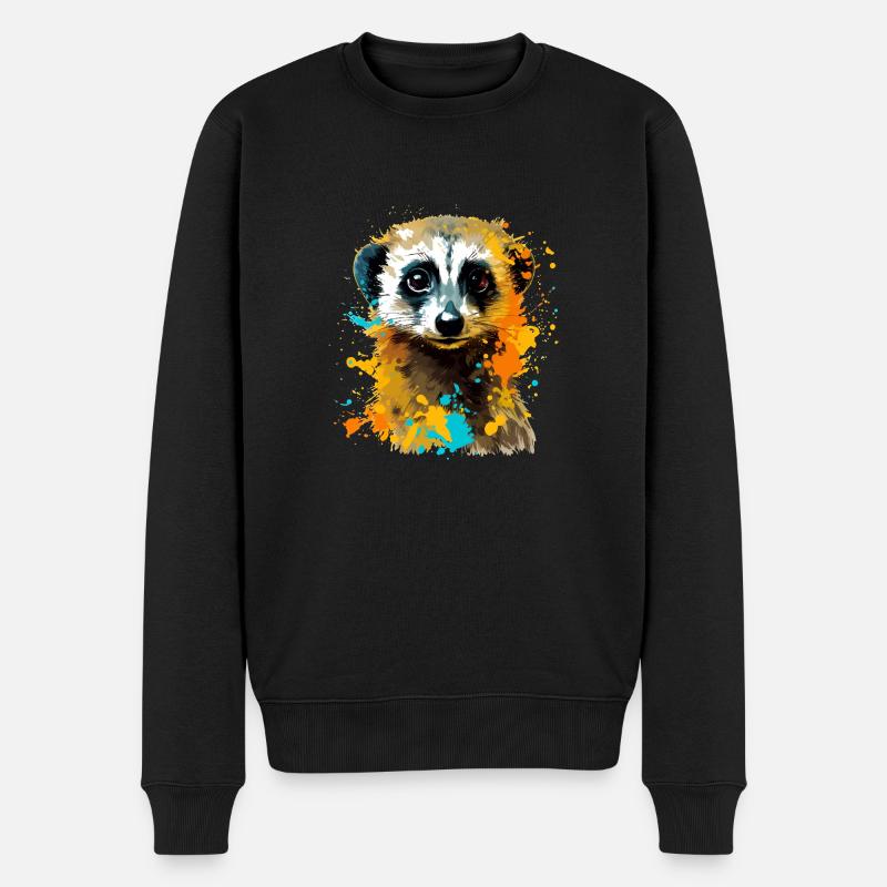 Suricate mignon dans un style vintage. Amoureux des animaux - Pull Premium bio Homme - noir