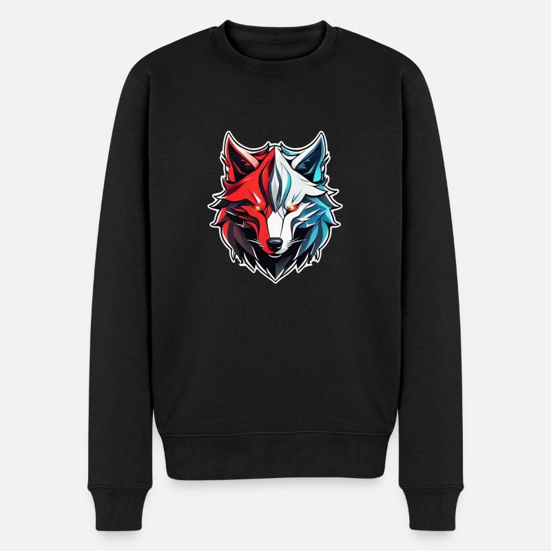 Wolf Tattoo - Männer Premium Bio Pullover - Schwarz
