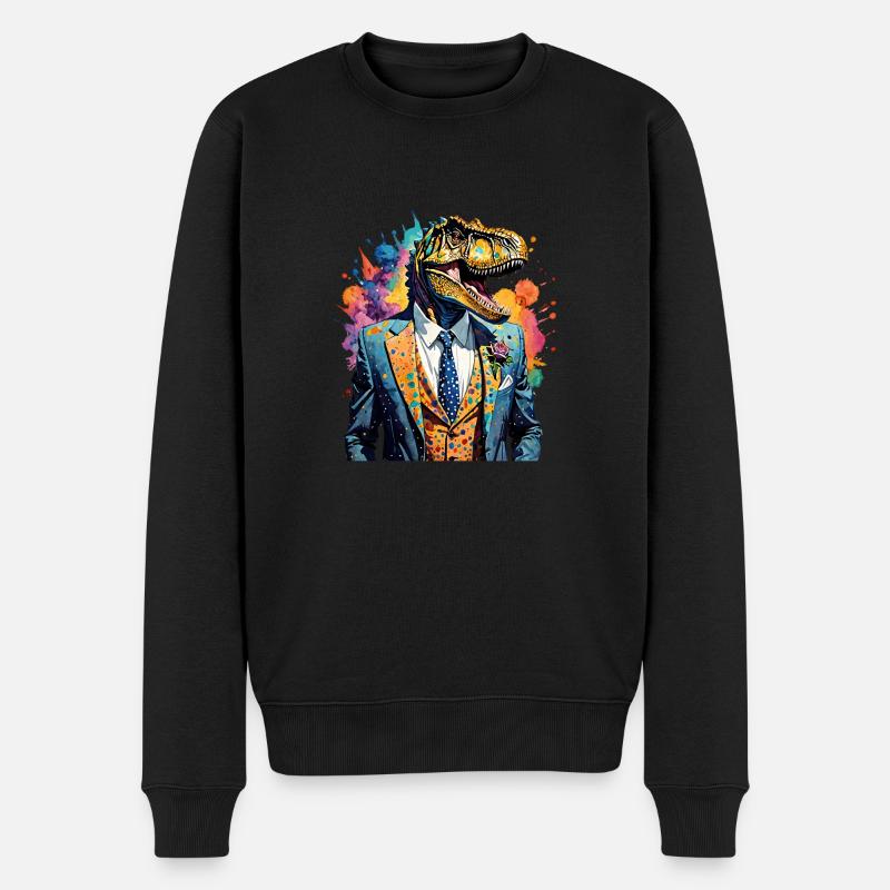 Dinosaure en costume - Pull Premium bio Homme - noir