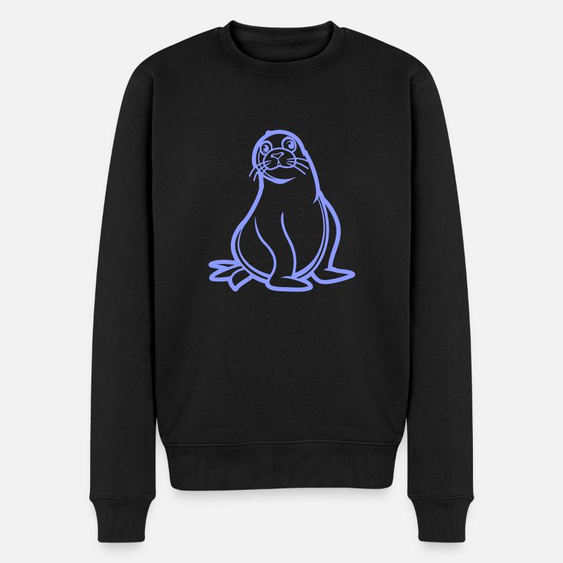 seehund comic - Männer Premium Bio Pullover - Schwarz