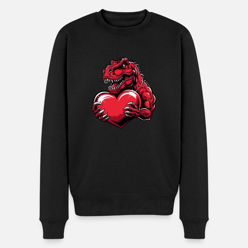 T-Rex Liebe - Männer Premium Bio Pullover - Schwarz