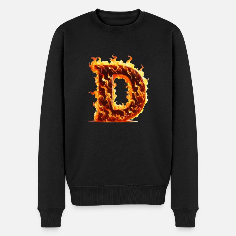d buchstabe feuer - Männer Premium Bio Pullover - Schwarz