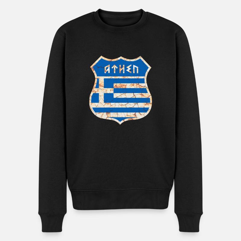 Athen - Männer Premium Bio Pullover - Schwarz