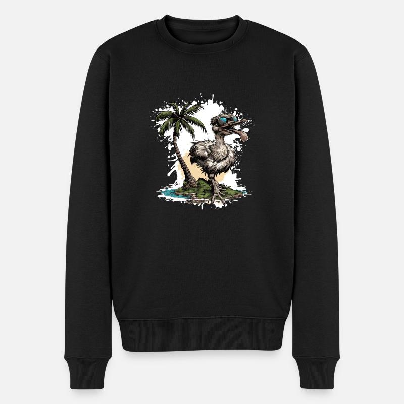Strauß Insel Palme - Männer Premium Bio Pullover - Schwarz