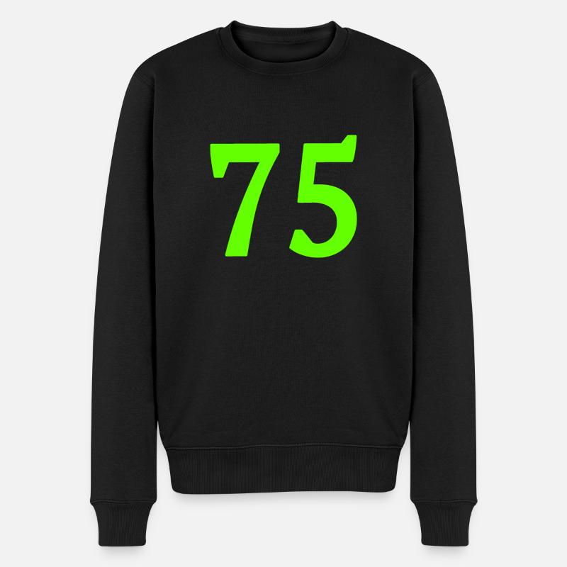 Anzahl 75 - Männer Premium Bio Pullover - Schwarz