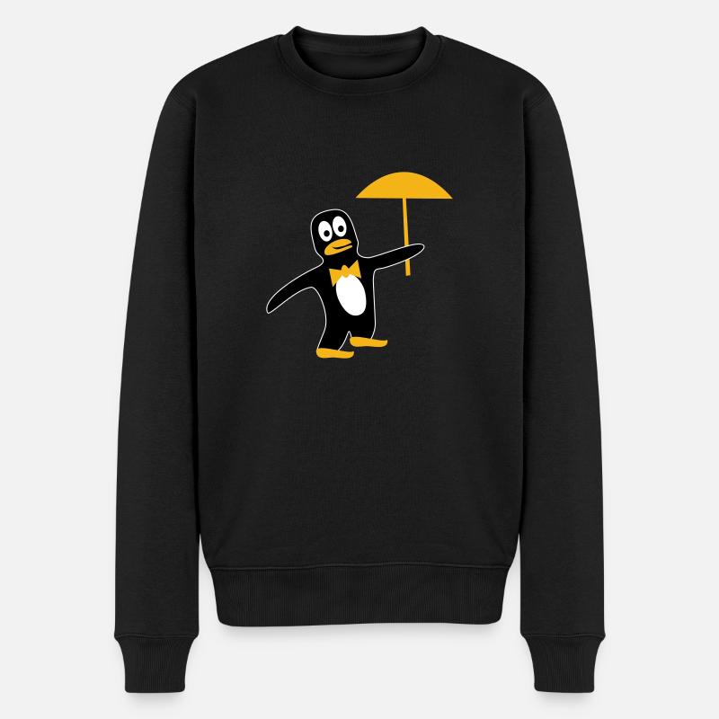 Pingouin avec parapluie dans les couleurs de votre choix - Pull Premium bio Homme - noir