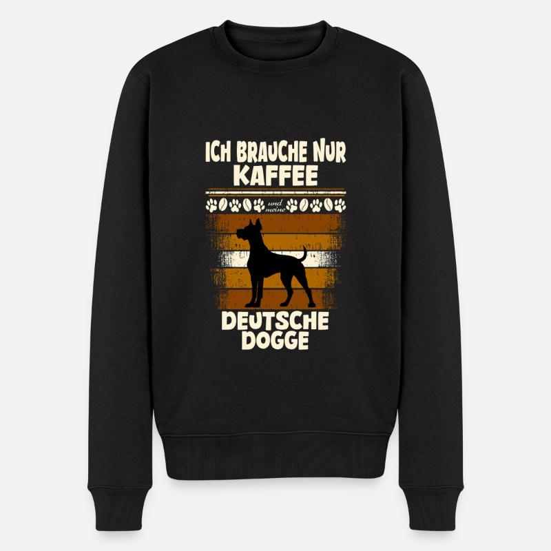 Deutsche Dogge Kaffee - Männer Premium Bio Pullover - Schwarz