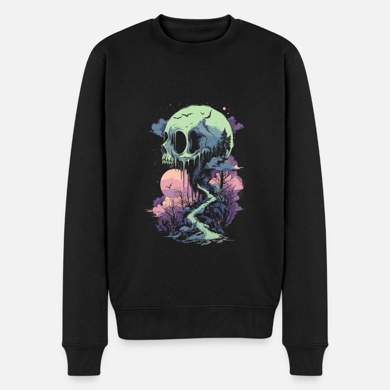 Fantasiewelt Totenkopf punk gothic - Männer Premium Bio Pullover - Schwarz