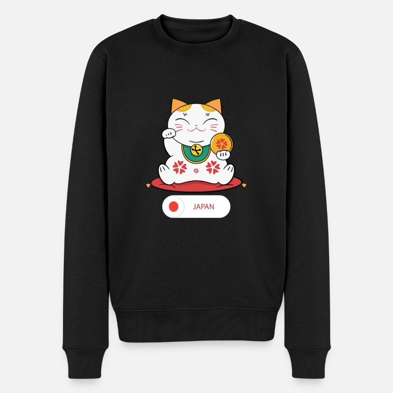 Maneki-neko Charm - Pull Premium bio Homme - noir