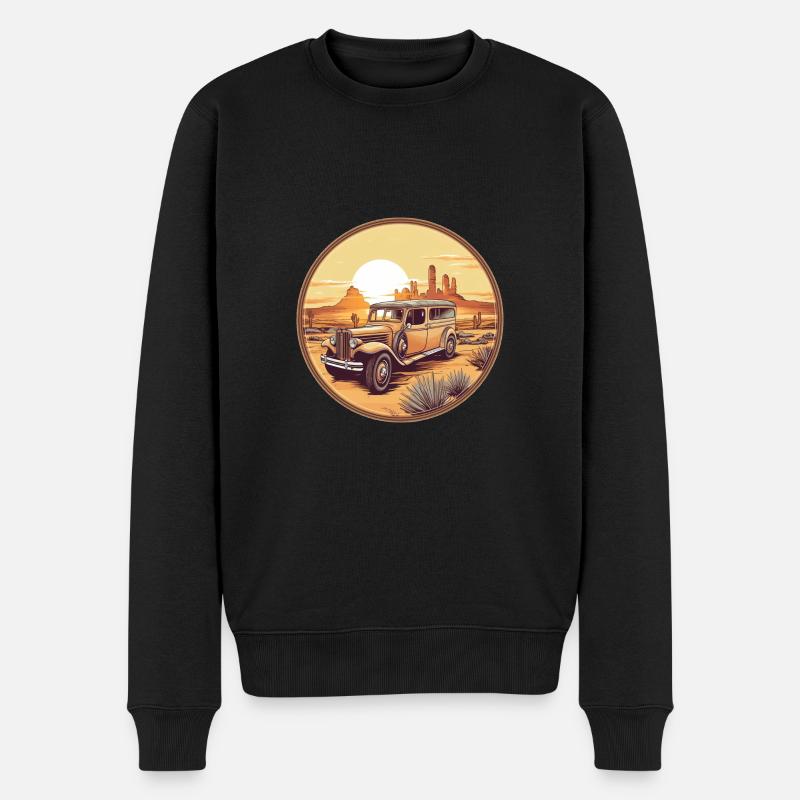 Oldtimer in the Desert - Männer Premium Bio Pullover - Schwarz