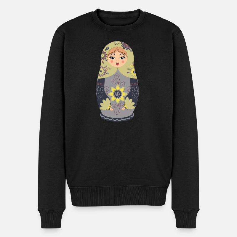Traditionelle russische Matroschka Puppe - Männer Premium Bio Pullover - Schwarz