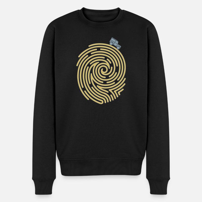 Defender Fingerprint - Männer Premium Bio Pullover - Schwarz