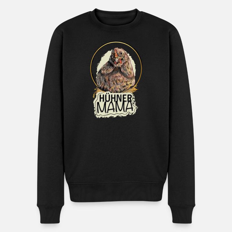 Die Hühner Mama - Männer Premium Bio Pullover - Schwarz