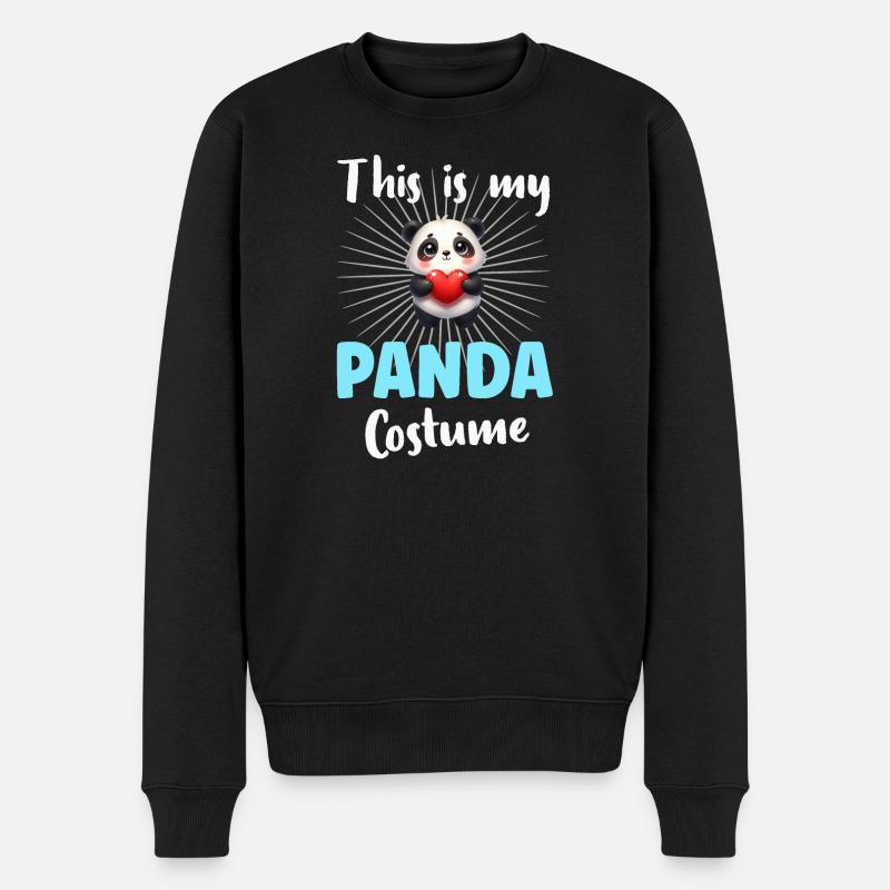 Panda Pandabär - Männer Premium Bio Pullover - Schwarz