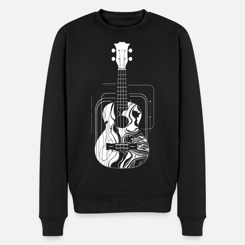 Ukulele Zeichnung - Männer Premium Bio Pullover - Schwarz