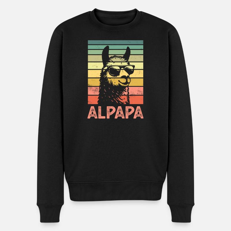 Vater Papa Alpaka - Männer Premium Bio Pullover - Schwarz