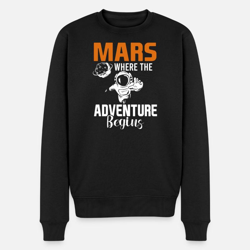 Mars planète espace fusée vintage - Pull Premium bio Homme - noir