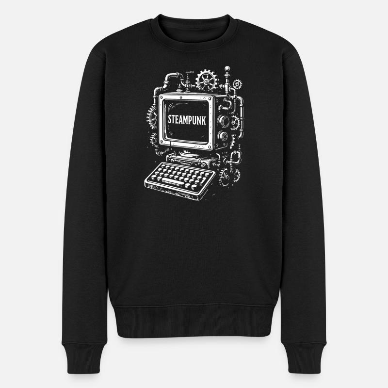 Steampunk Computer Getriebe - Männer Premium Bio Pullover - Schwarz