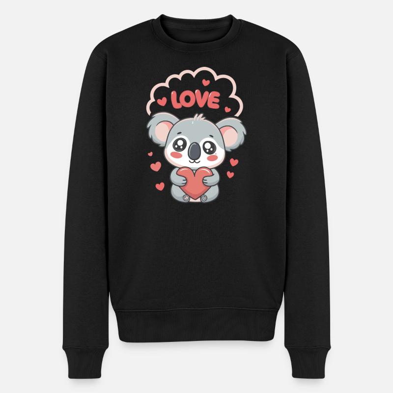 Koalaherz Liebe süß - Männer Premium Bio Pullover - Schwarz