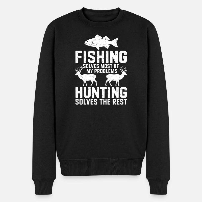Jeu d’humour Pêche, Chasse - Pull Premium bio Homme - noir