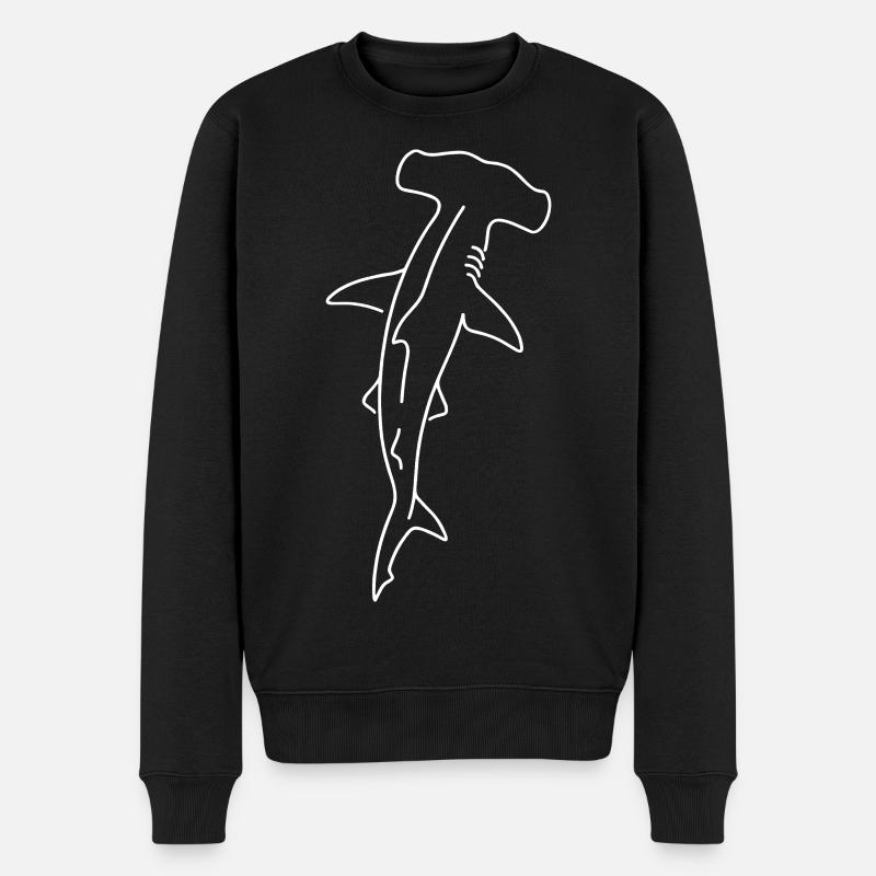 Dessin du contour du requin-marteau - Pull Premium bio Homme - noir