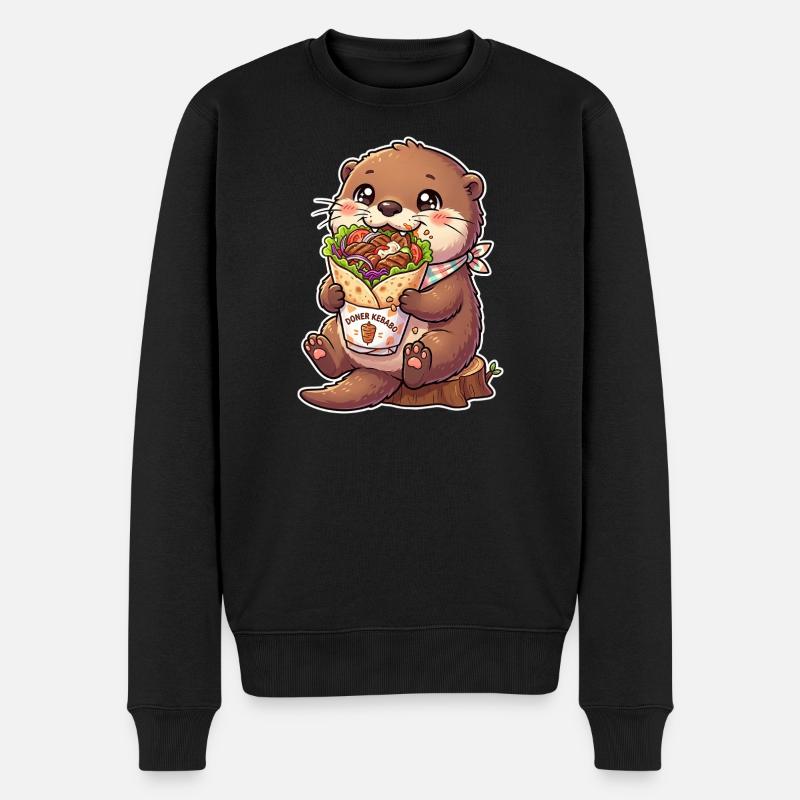 Kawaii Döner Otter - Männer Premium Bio Pullover - Schwarz