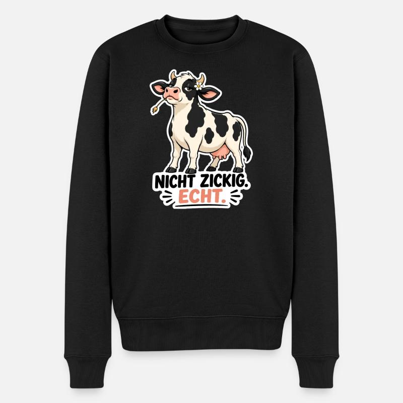 Kuh „Nicht schwierig. Echt.“ – Lustiges Statement - Männer Premium Bio Pullover - Schwarz