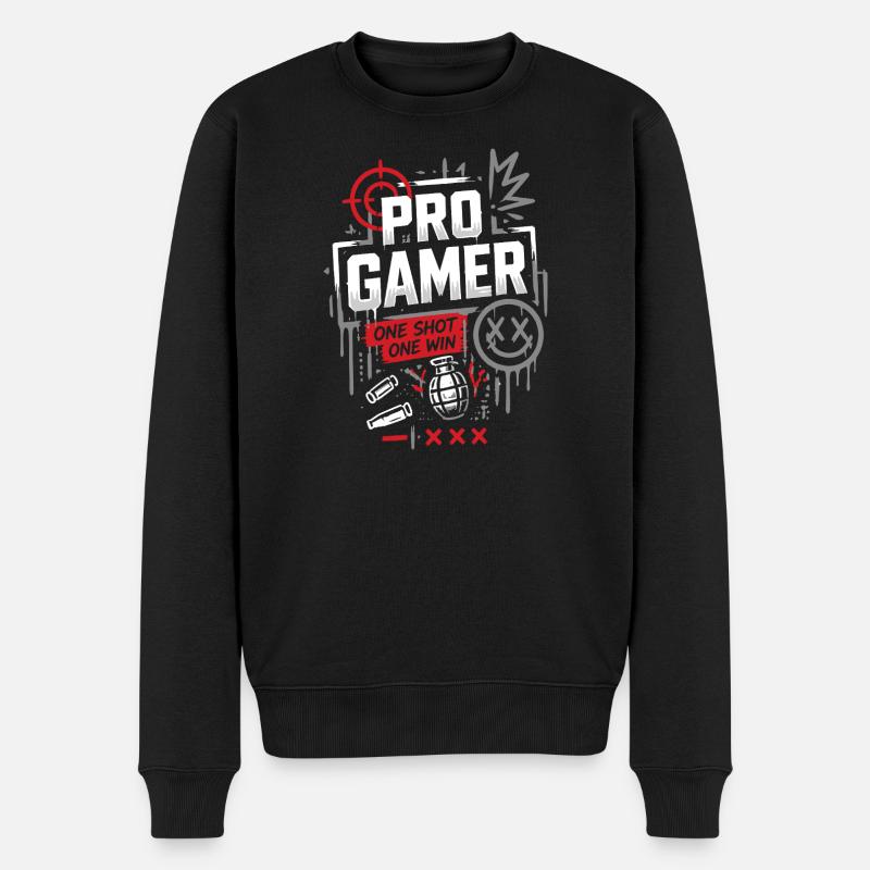 Pro Gamer No Mercy Style - Männer Premium Bio Pullover - Schwarz