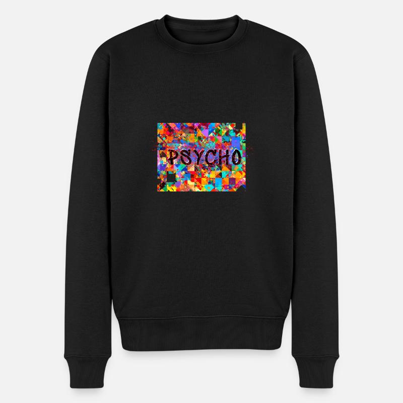 Muster ,Pop- Art, psycho,psychedelisch - Männer Premium Bio Pullover - Schwarz