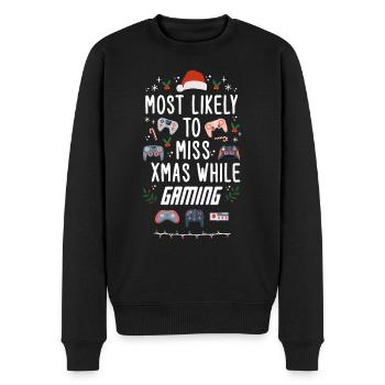 Weihnachten Gamer Lustig Miss Xmas While Gaming - Männer Premium Bio Pullover - Schwarz - Vorne - Nico (187cm)