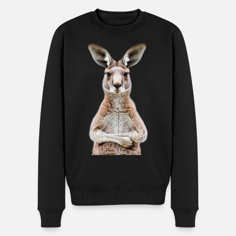 Känguru - Männer Premium Bio Pullover - Schwarz