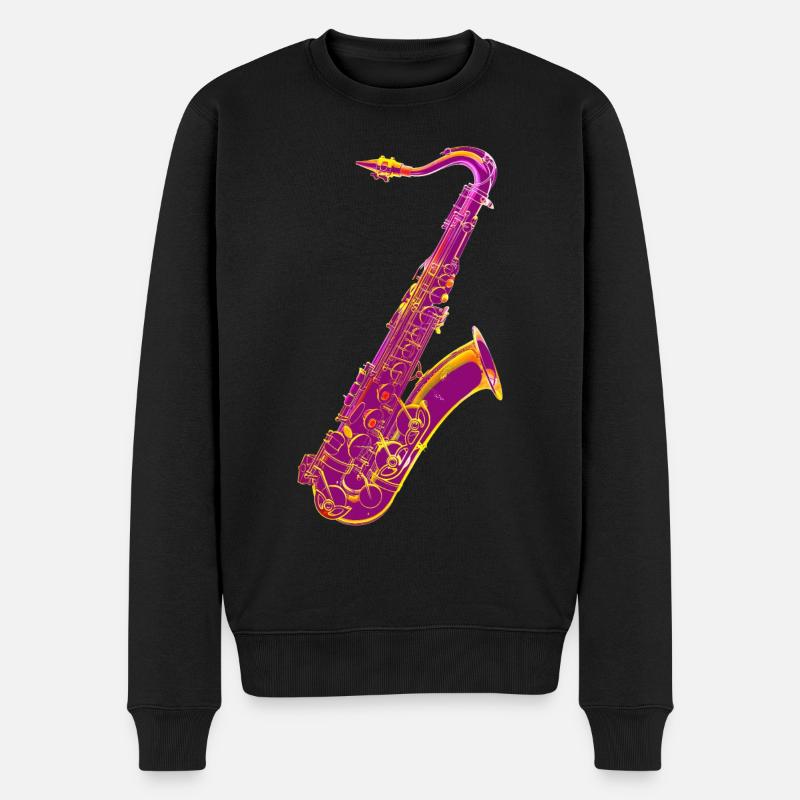 Saxophon - Männer Premium Bio Pullover - Schwarz