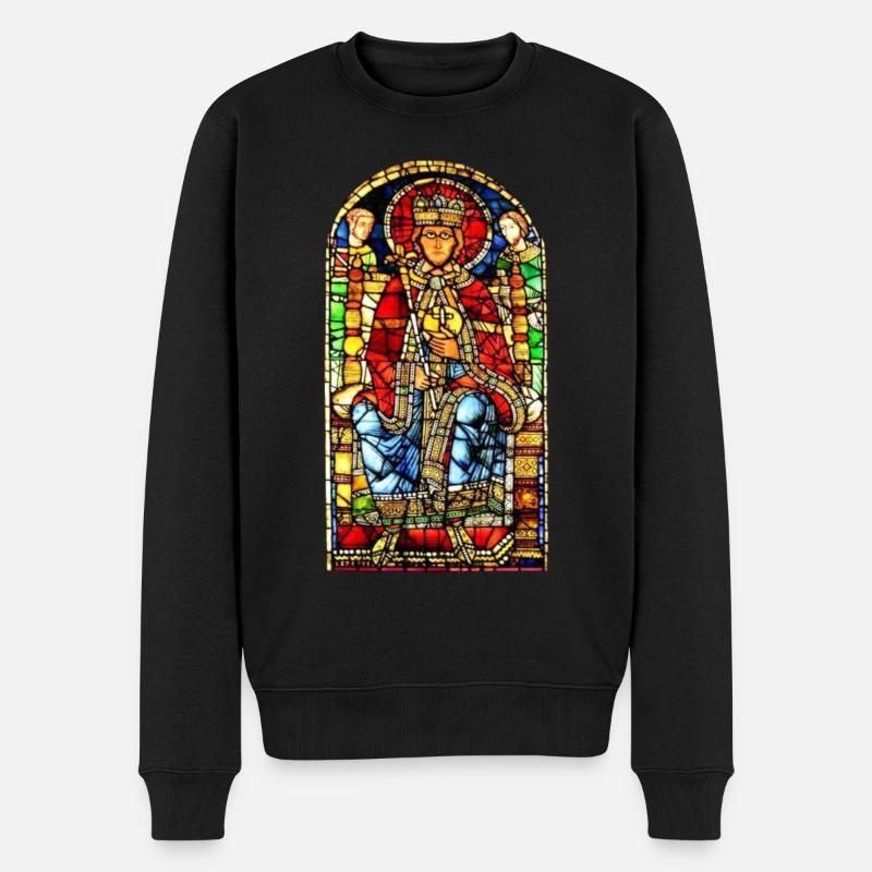 kirchenfenster kathedrale strassburg - Männer Premium Bio Pullover - Schwarz