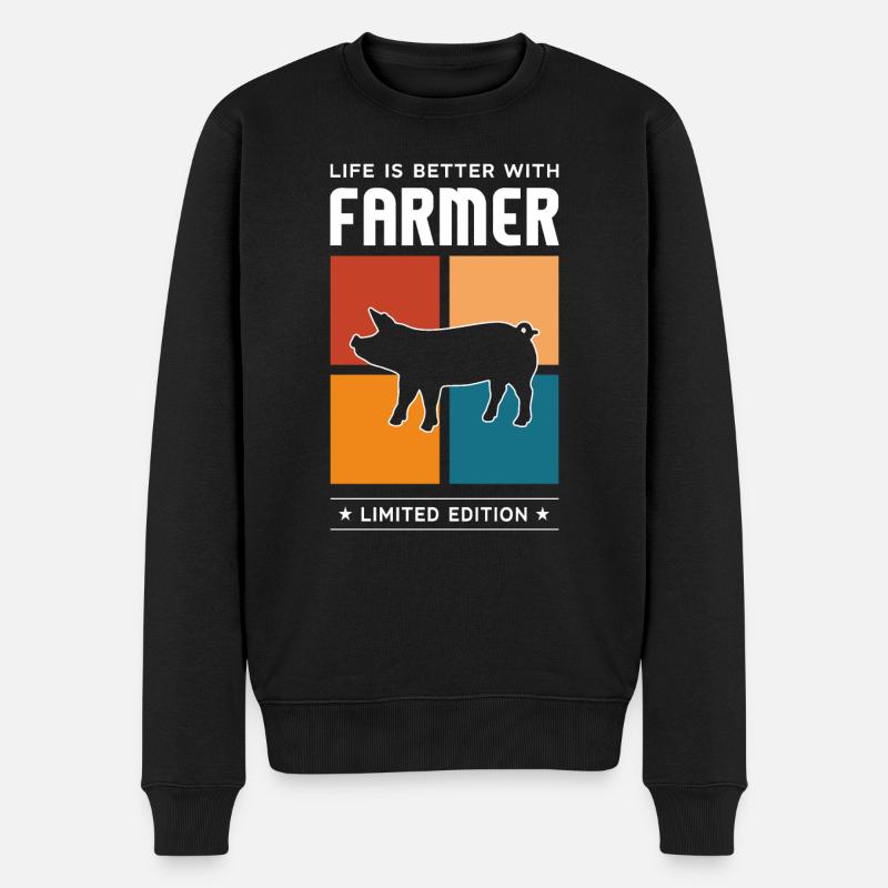 Farmer - Männer Premium Bio Pullover - Schwarz