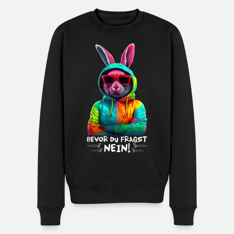 Hase Kaninchen Sonnenbrille Bunt Cooler Hasen - Männer Premium Bio Pullover - Schwarz
