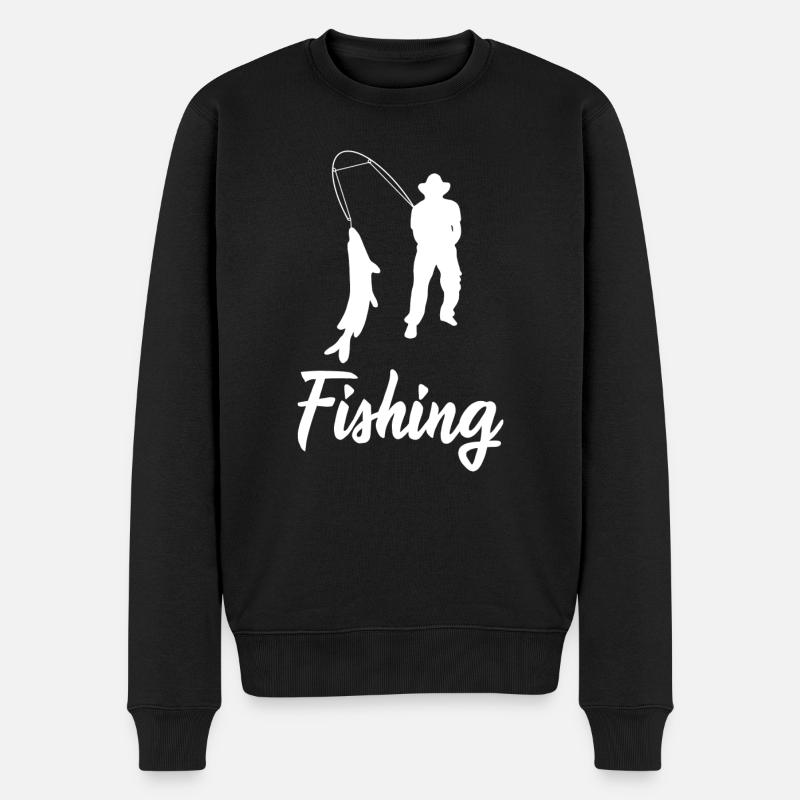 Angeln Fischen Fisch Fischer - Männer Premium Bio Pullover - Schwarz