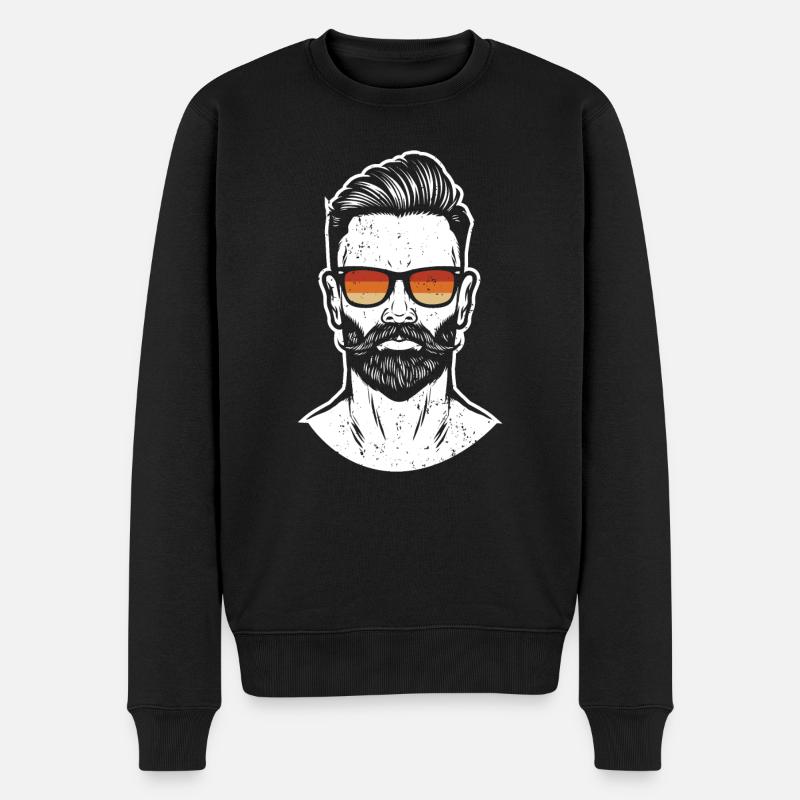 Hipster Mann Vintage Sonnenbrille - Männer Premium Bio Pullover - Schwarz