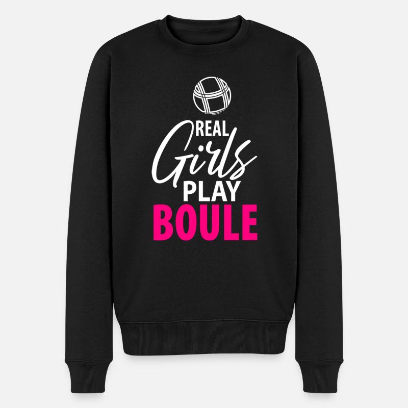 Boule Petanque Boccia Boules Damen Frauen Mädchen - Männer Premium Bio Pullover - Schwarz