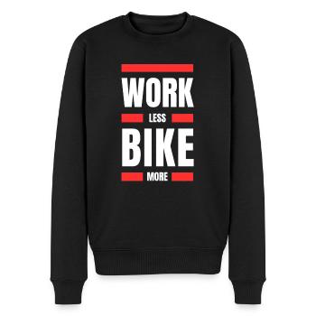 Work Less, Bike More - Men's Premium Organic Jumper - black - Front - Nico (187cm)