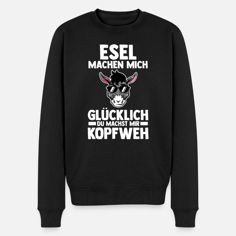 Esel - Männer Premium Bio Pullover - Schwarz